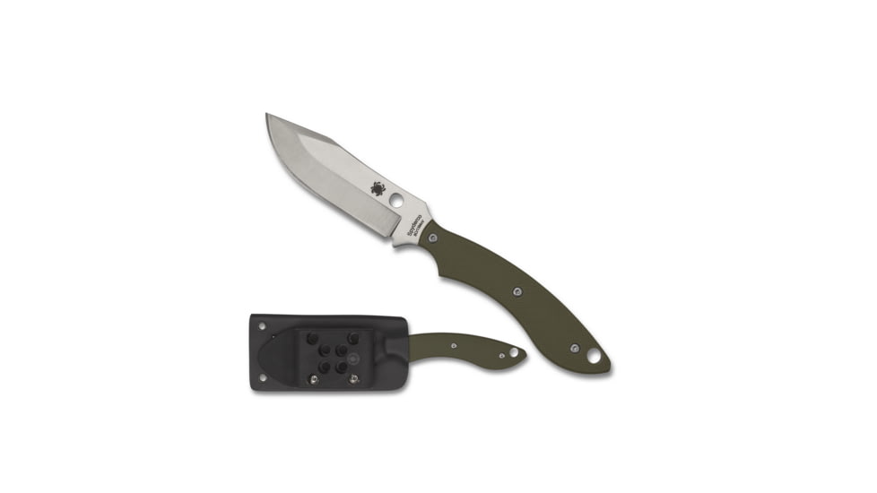 Spyderco Stok Bowie Fixed Blade Knife, 2.95in, 8Cr13MoV Steel, Bowie, G10 Handle, FB49GPOD