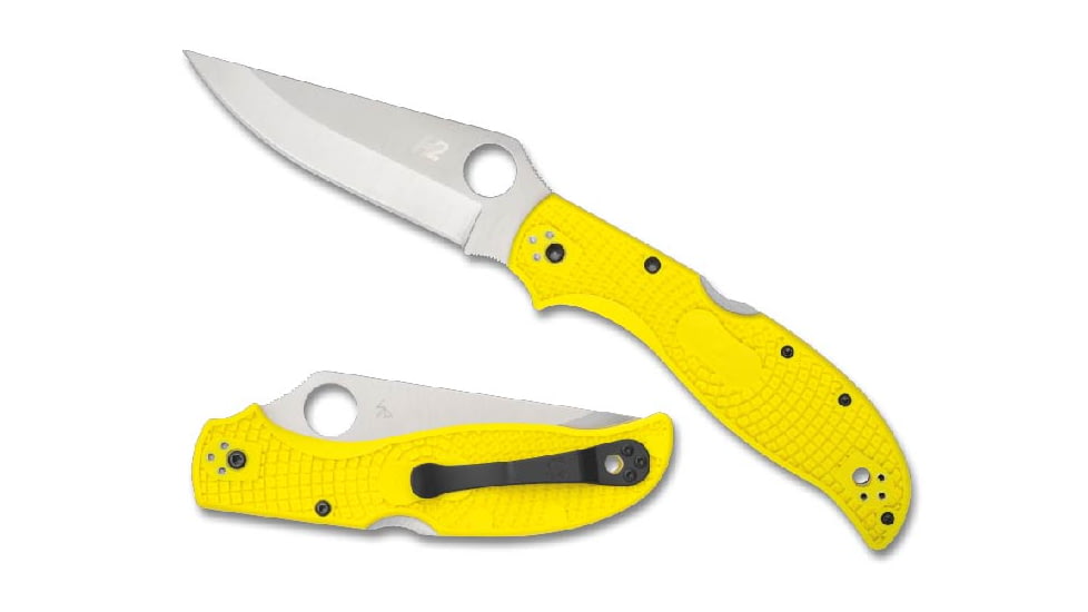 Spyderco Stretch 2 Lightweight Salt Folding Knife, 3.95in, H2 Steel, FRN Handle, Yellow/Silver, C258PYL