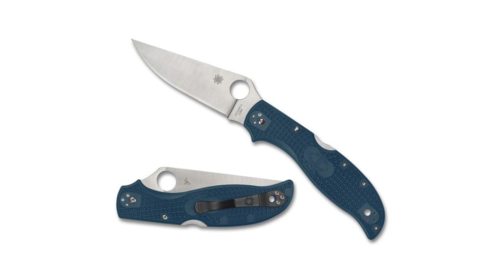 Spyderco Stretch 2 Xl Folding Knife, 3.99in, K390, Clip Point Blade, FRN Blue Handle, Silver, C258FPK390