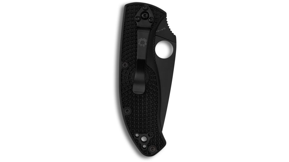 Spyderco Tenacious FRN Folding Knife, 3.39in, 8Cr13MoV, FRN, Partially Serrated, Black, C122PSBBK