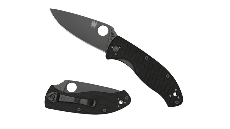 Spyderco Tenacious Folding Knife, 3.39 in, 8Cr13MoV, Black Plain Leaf Blade, Black G-10 Handle, C122GBBKP