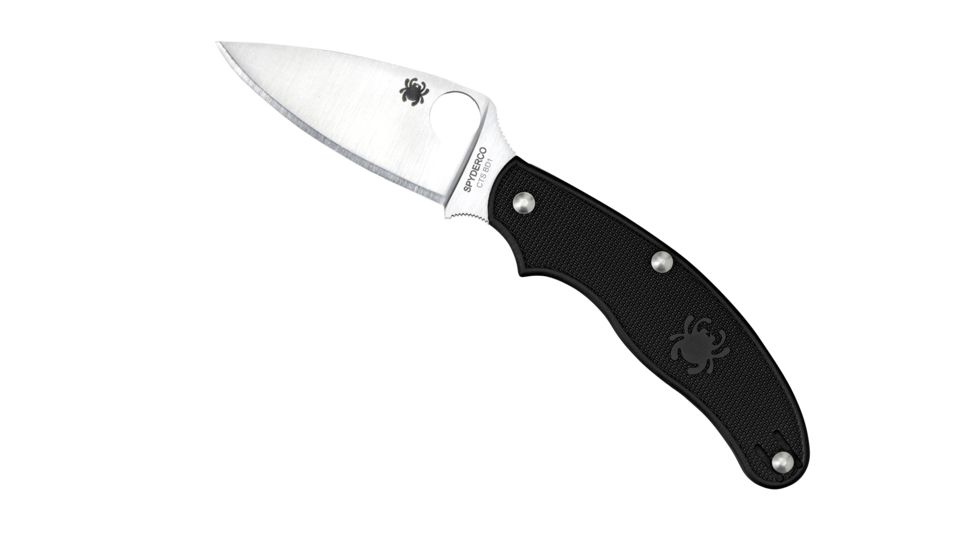 Spyderco UK Penknife Folding Knife, 3in, CTS BD1N, Leaf FE Blade, FRN Black Handle, C94PBK