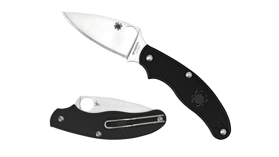 Spyderco UK Penknife Folding Knife, 3in, CTS BD1N, Leaf FE Blade, FRN Black Handle, C94PBK