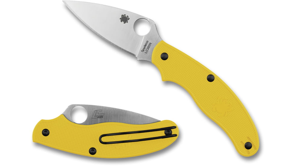 Spyderco Uk Penknife Folding Knife, 2.93in, Steel, Leaf Blade, FRN Yellow Handle, C94PYL