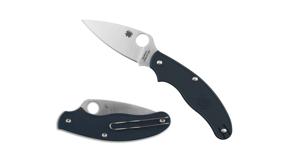 Spyderco UK Penknife Folding Knife, 3in, CPM S110V, Leaf Blade, FRN Dark Blue Handle, C94PDBL