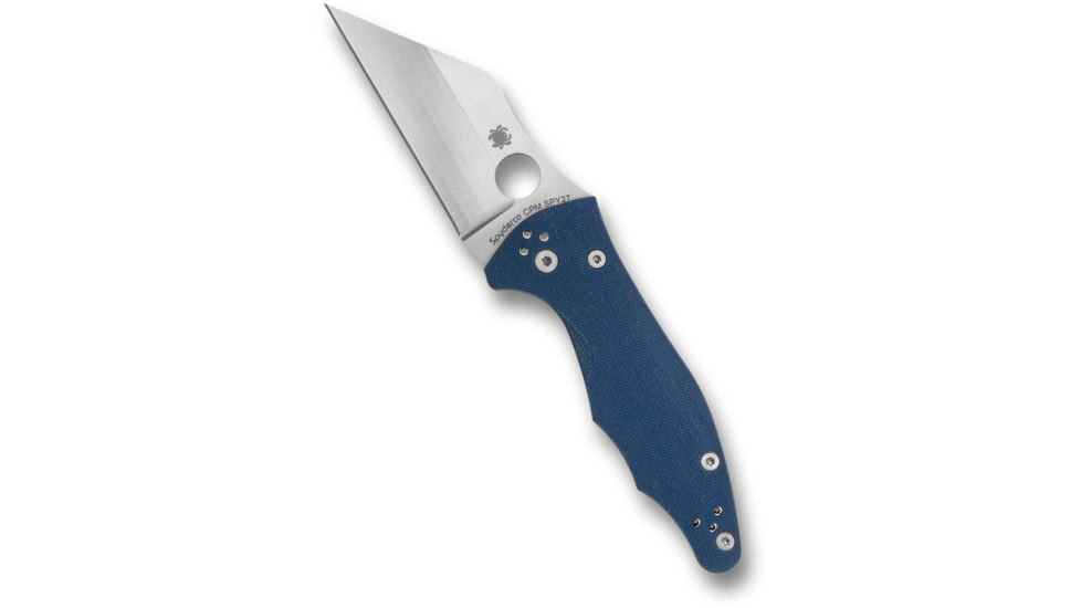 Spyderco Yojimbo 2 G-10 CPM SPY27 3.2in Folding Knife, CPM SPY 27 Blade Steel, Plain Edge, Satin Finish, Silver, Blue G-10 Handle, C85GPCBL2