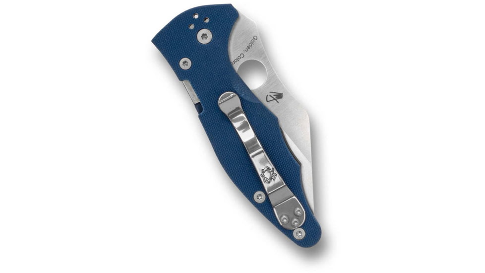 Spyderco Yojimbo 2 G-10 CPM SPY27 3.2in Folding Knife, CPM SPY 27 Blade Steel, Plain Edge, Satin Finish, Silver, Blue G-10 Handle, C85GPCBL2