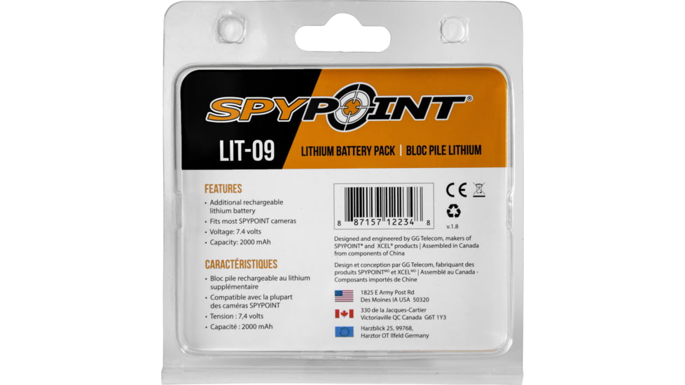 Spypoint Spare Rechargeable Lithium Battery, Black LIT-09