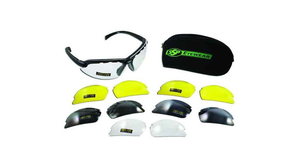SSP Eyewear Top Focal Shooting Glasses Premier Kit, 1.00, Matte Black Frame, Amber, Clear, and Smoked Lenses, TF100 PREMIER KIT