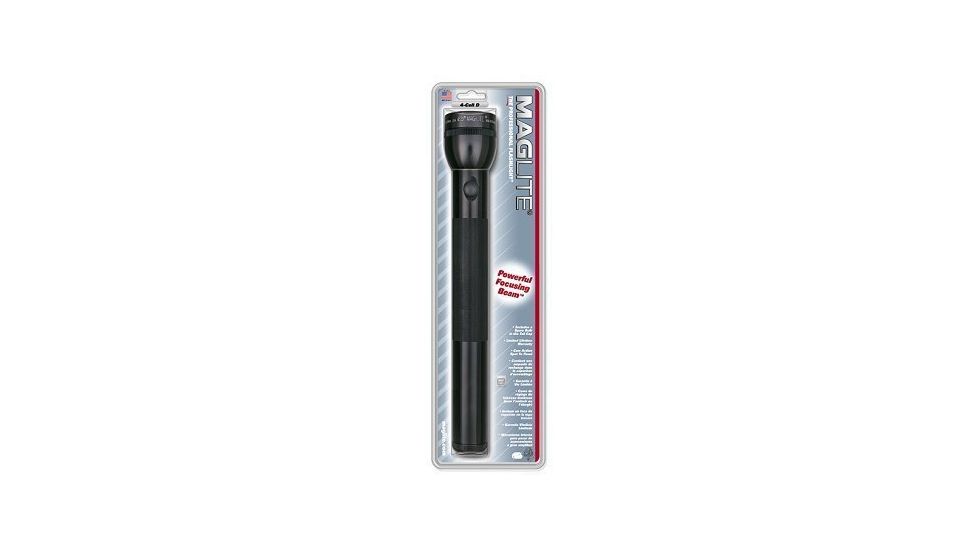 MagLite 4 D Cell Incandescent Flashlight, Blister Pack, Black, S4D016