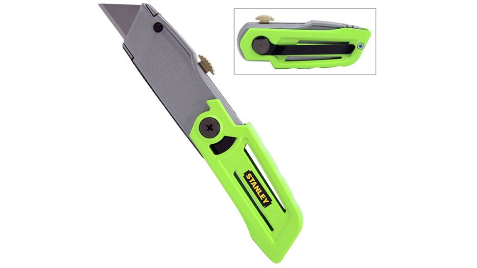 Stanley Tools 6in High Visibility Folding Utility Knife, High Carbon Steel 2-7/16 in Blade, Green Handle, 10-823