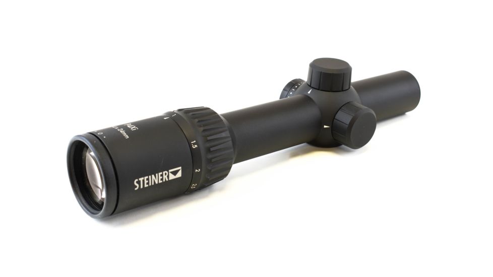 Steiner P4Xi Rifle Scope, 1-4x24mm, 30mm Tube, Second Focal Plane, P3TR Reticle, Matte, Black, 5202