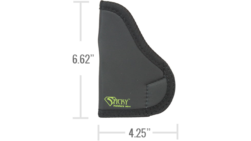Sticky Holsters MD-4 Holster, Glock 43, S&amp;W Shield, SAI XDS, Walt. PPS, Moss Mc1, Ambidextrous, Black, Medium, MD-4