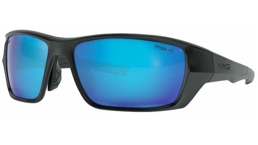 STNGR Alpine Ballistic Sunglasses, Matte Black/Blue Mirror, Medium/Large, BJ-B342-5VDE