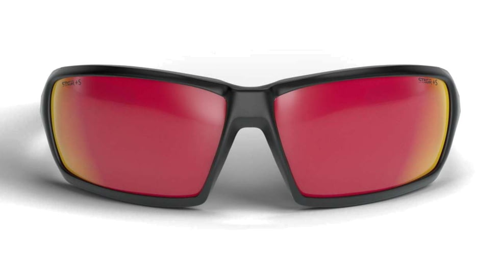 STNGR Ridge Ballistic Sunglasses, Matte Black/Red Mirror, Large, QY-XXC6-QT1V