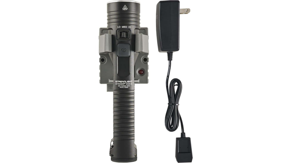 Streamlight Stinger 2020 S Rechargeable Lithium Ion 2000 Lumen LED Flashlight w/120V AC/12V DC Holder Charger, Black, 78202