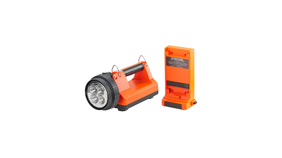 Streamlight E-Spot FireBox 1,500 Lumen Rechargeable Lantern with Blue Taillight LEDs, 120V AC/12V DC Standard System with Shoulder Strap &amp; Mounting Rack, Orange, 45861