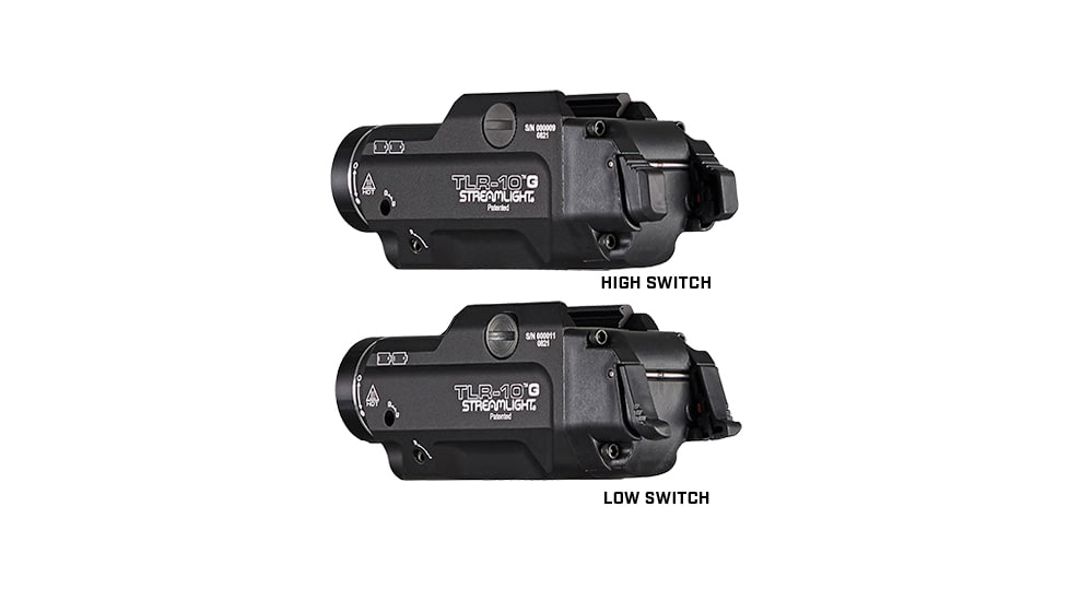 Streamlight TLR-10 G LED Tactical Weapon Light w/Green Laser &amp; Rear Switch Options, CR123A, White, 1000 Lumens, Black, 69473