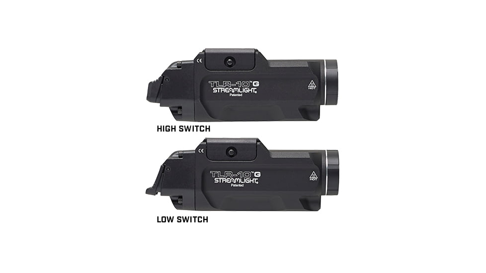 Streamlight TLR-10 G LED Tactical Weapon Light w/Green Laser &amp; Rear Switch Options, CR123A, White, 1000 Lumens, Black, 69473