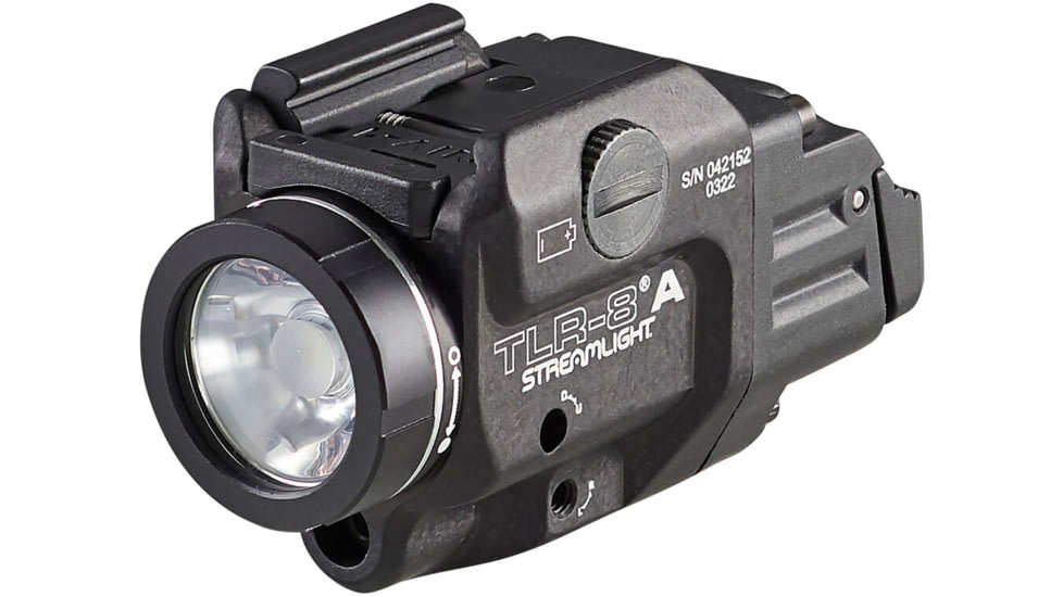 Streamlight TLR-8 A Weapon Light and Laser, High Switch Mounted on TLR-8A, CR123A, Red Beam, 500 Lumens, Black, 69413