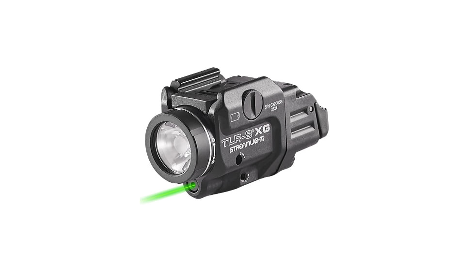 Streamlight TLR-8A A Weapon Light and Laser, Both High and Low Switch Mounted on TLR-8A, CR123A, Green Beam, 500 Lumens, Black, 69434