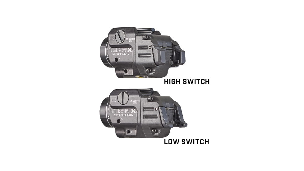 Streamlight TLR-8A A Weapon Light and Laser, Both High and Low Switch Mounted on TLR-8A, CR123A, Red Beam, 500 Lumens, Black, 69414