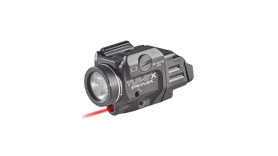 Streamlight TLR-8A A Weapon Light and Laser, Both High and Low Switch Mounted on TLR-8A, CR123A, Red Beam, 500 Lumens, Black, 69414