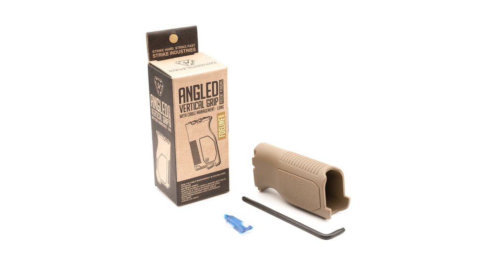Strike Industries Angled Vertical Grip with Cable Management - Long, FDE, SI-AR-CMAG-L-FDE
