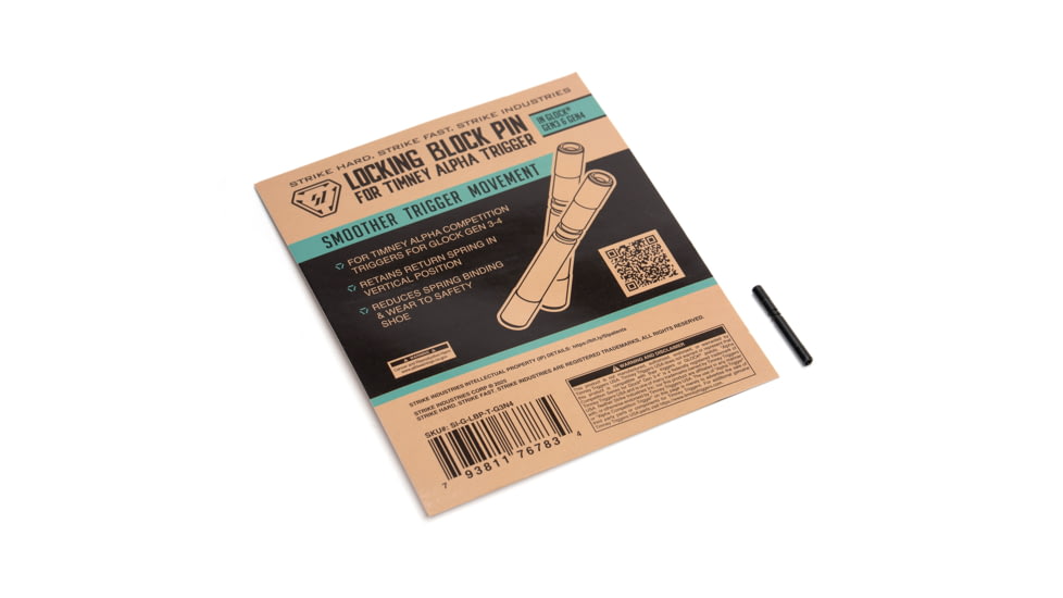 Strike Industries Locking Block Pin for Timney Alpha Trigger, Glock Gen3 and Gen4, Black, SI-G-LBP-T-G3N4