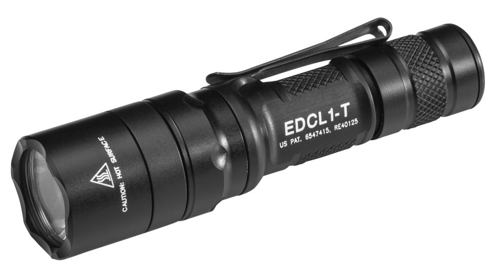 SureFire Every Day Carry LED Tactical Flashlight, CR123A, White Beam, Black, EDCL1-T