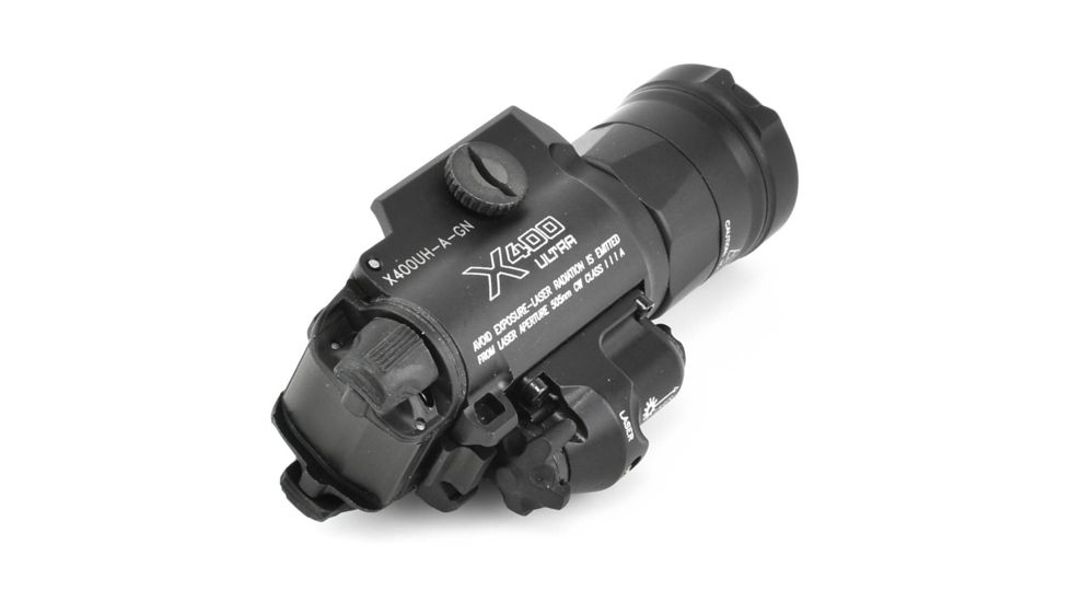 SureFire MasterFire Ultra-High-Output White LED + Green Laser WeaponLight, 1000 Lumens, 505 Nm Green Laser, Z-Xbc Push/Toggle SwitchSwitch, Black, X400UH-A-GN