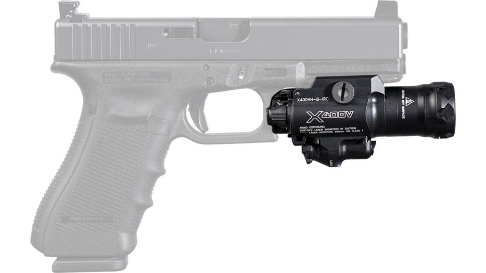 SureFire MasterFire X400 Weapon Light, 123A, White/Infrared, 350 Lumens, Black, X400VH-B-IRC
