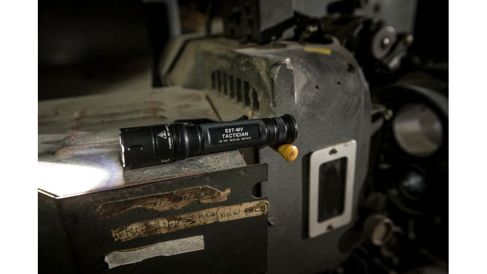 SureFire Tactician LED Flashlight, CR123A, White, 800 Lumens, Black, E2T-MV