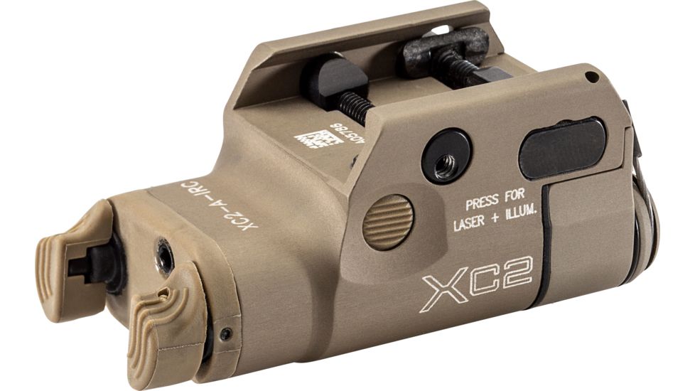 SureFire XC2 Weapon Light, 300 mW IR LED, 7 mW 850 nm IR Laser Sight, 1.5V, Wedge Lock Universal Rail Mount, Tan, XC2-A-IRC-TN