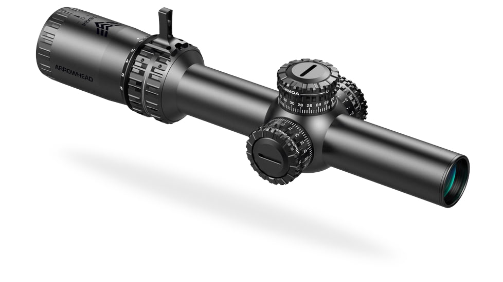 Swampfox Arrowhead LPVO 1-10x24 Rifle Scope, 30mm Tube, Second Focal Plane, IR Green MIL Reticle, Black, ARH11024-GL