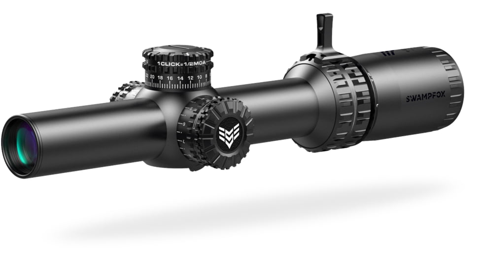 Swampfox Arrowhead LPVO 1-10x24 Rifle Scope, 30mm Tube, Second Focal Plane, IR Green MIL Reticle, Black, ARH11024-GL