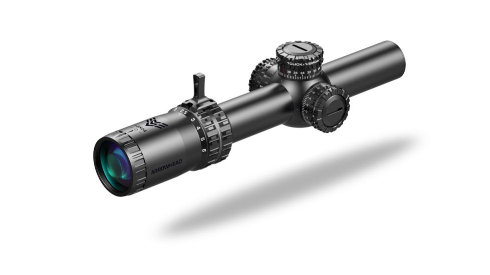 Swampfox Arrowhead LPVO Rifle Scope, 1-10x24mm, 30mm Tube, Second Focal Plane, MOA Reticle, Black, ARH11024-M
