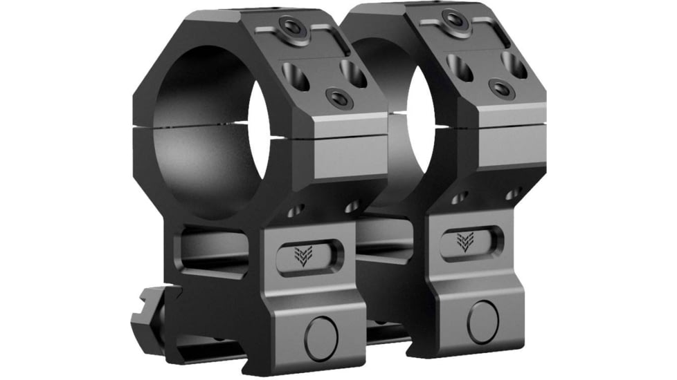 Swampfox H.E. Rifle Scope Rings, 34mm Tube, 1.93in Centerline Height, /w Integral 45-degree Offset Reflex Side Mount, Black, MRH34-H