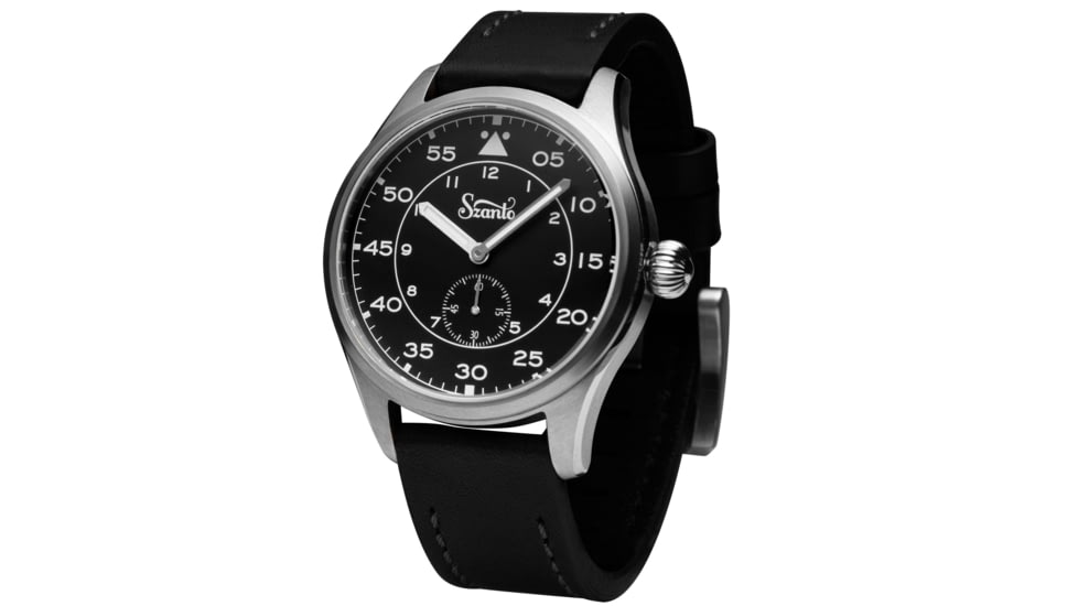 Szanto Heritage Aviator Watches, Black Dial, Black Strap, Steel, One Size, SZ 2751