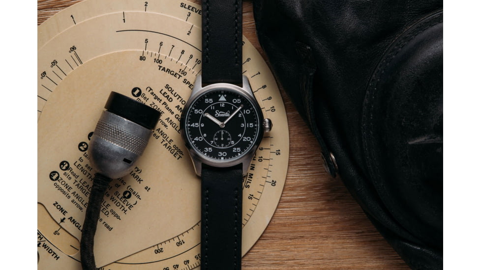 Szanto Heritage Aviator Watches, Black Dial, Black Strap, Steel, One Size, SZ 2751