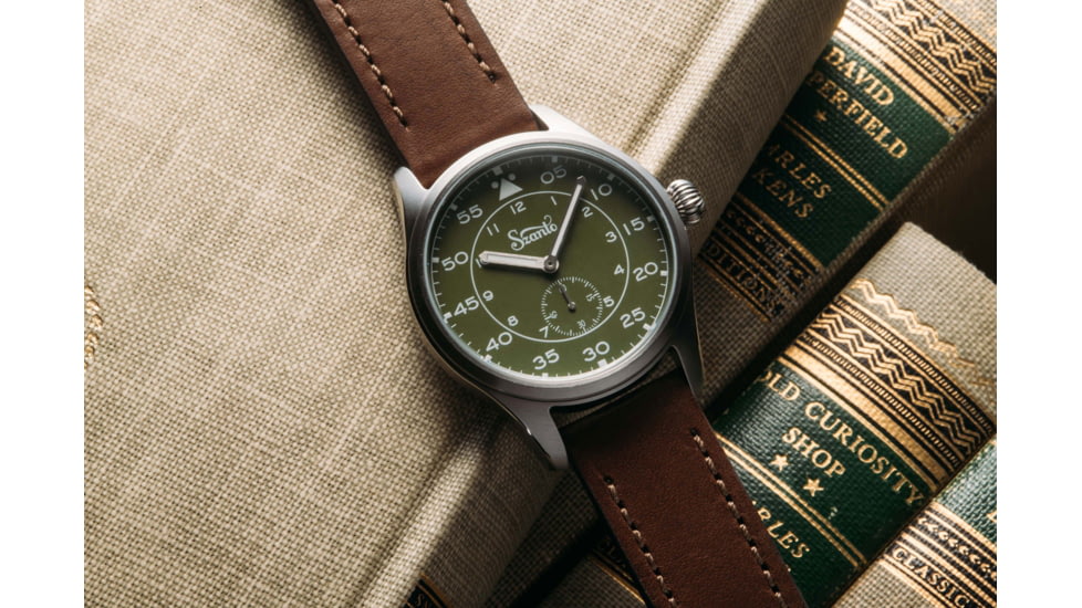 Szanto Heritage Aviator Watches, Green Dial, Brown Strap, Steel, One Size, SZ 2755