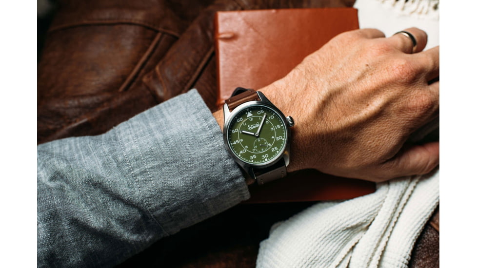 Szanto Heritage Aviator Watches, Green Dial, Brown Strap, Steel, One Size, SZ 2755