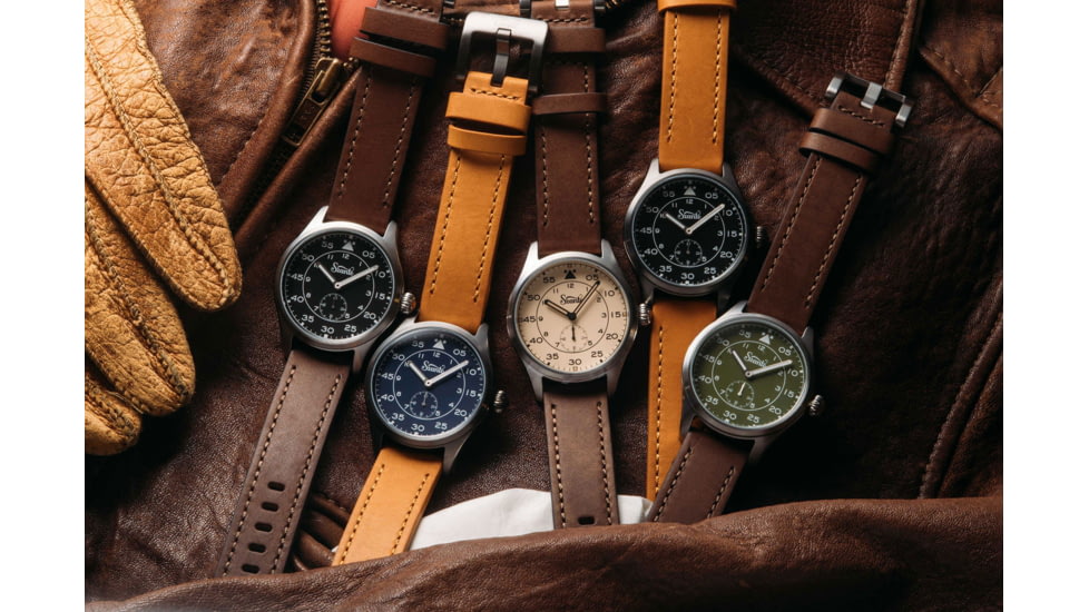 Szanto Heritage Aviator Watches, Green Dial, Brown Strap, Steel, One Size, SZ 2755