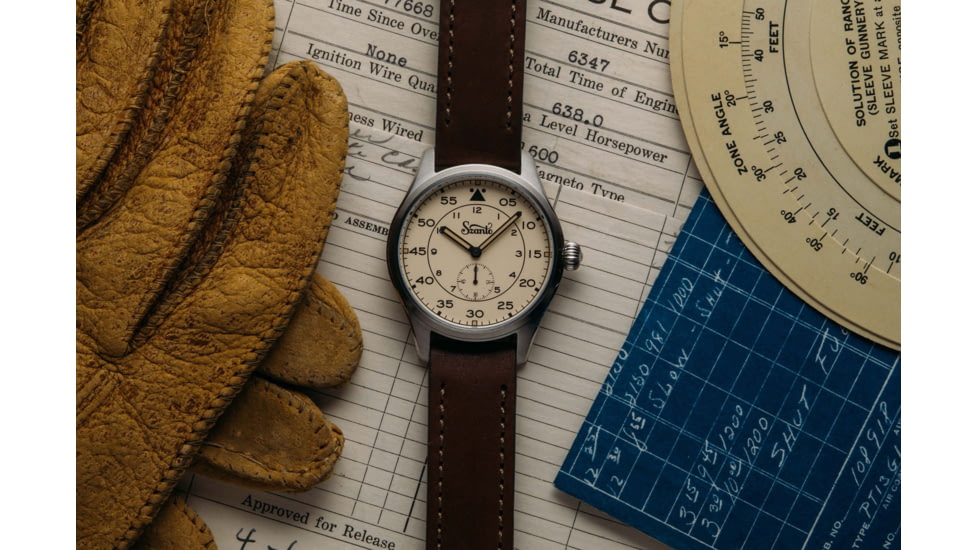 Szanto Heritage Aviator Watches, Ivory Dial, Brown Strap, Steel, One Size, SZ 2752