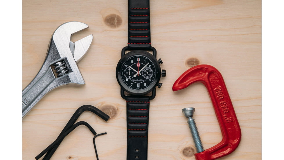 Szanto Icon Roland Sands Chrono Watches, Black Dial, Black Strap, Black, One Size, IC RS 2252