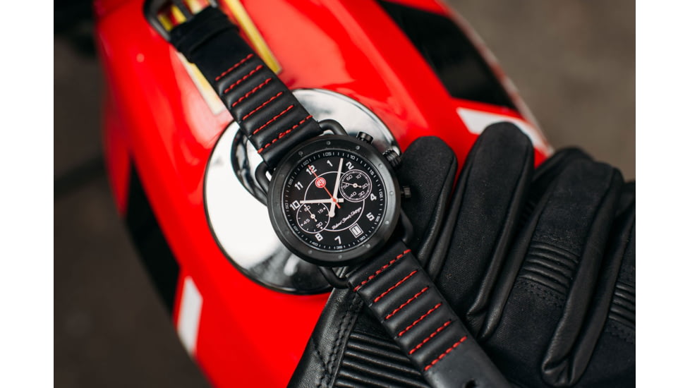 Szanto Icon Roland Sands Chrono Watches, Black Dial, Black Strap, Black, One Size, IC RS 2252