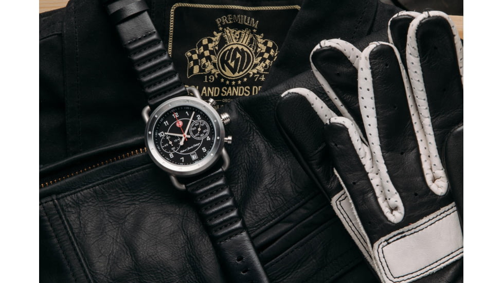 Szanto Icon Roland Sands Chrono Watches, Black Dial, Black Strap, Steel, One Size, IC RS 2251
