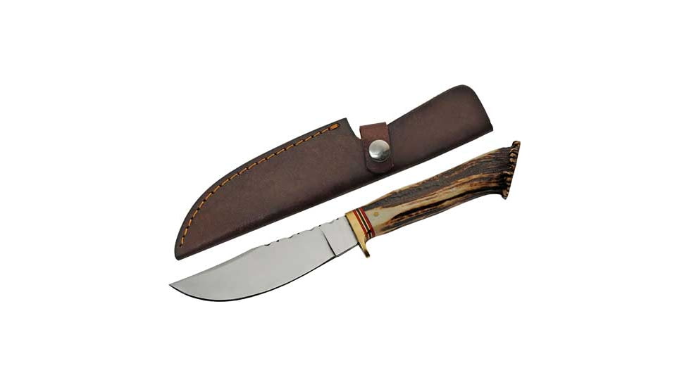 Steel Stag Hunter Deer Antler Knife, 5in, Stainless Steel, Bone Handle, SS7030