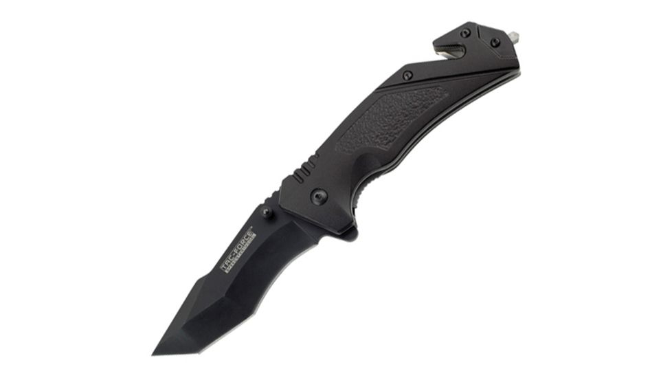 Tac Force A/O Speedster Rescue Folding Knife,3.25in,Tanto Blade,Textured Black Alum Handle TF810T