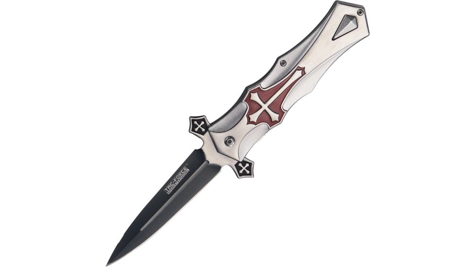Tac Force Celtic Cross Lock Red Fold Knife, Red handle TF817RD